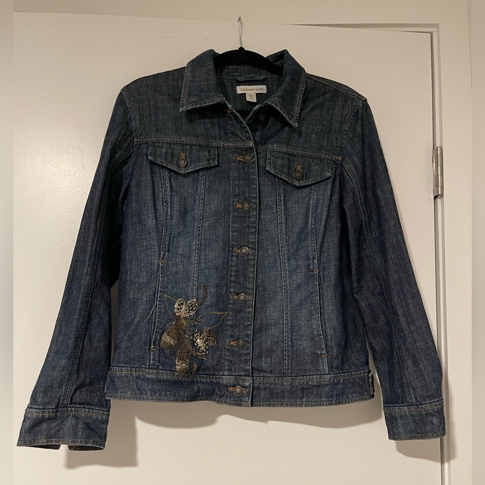 Coldwater Creek beaded denim jacket size 14